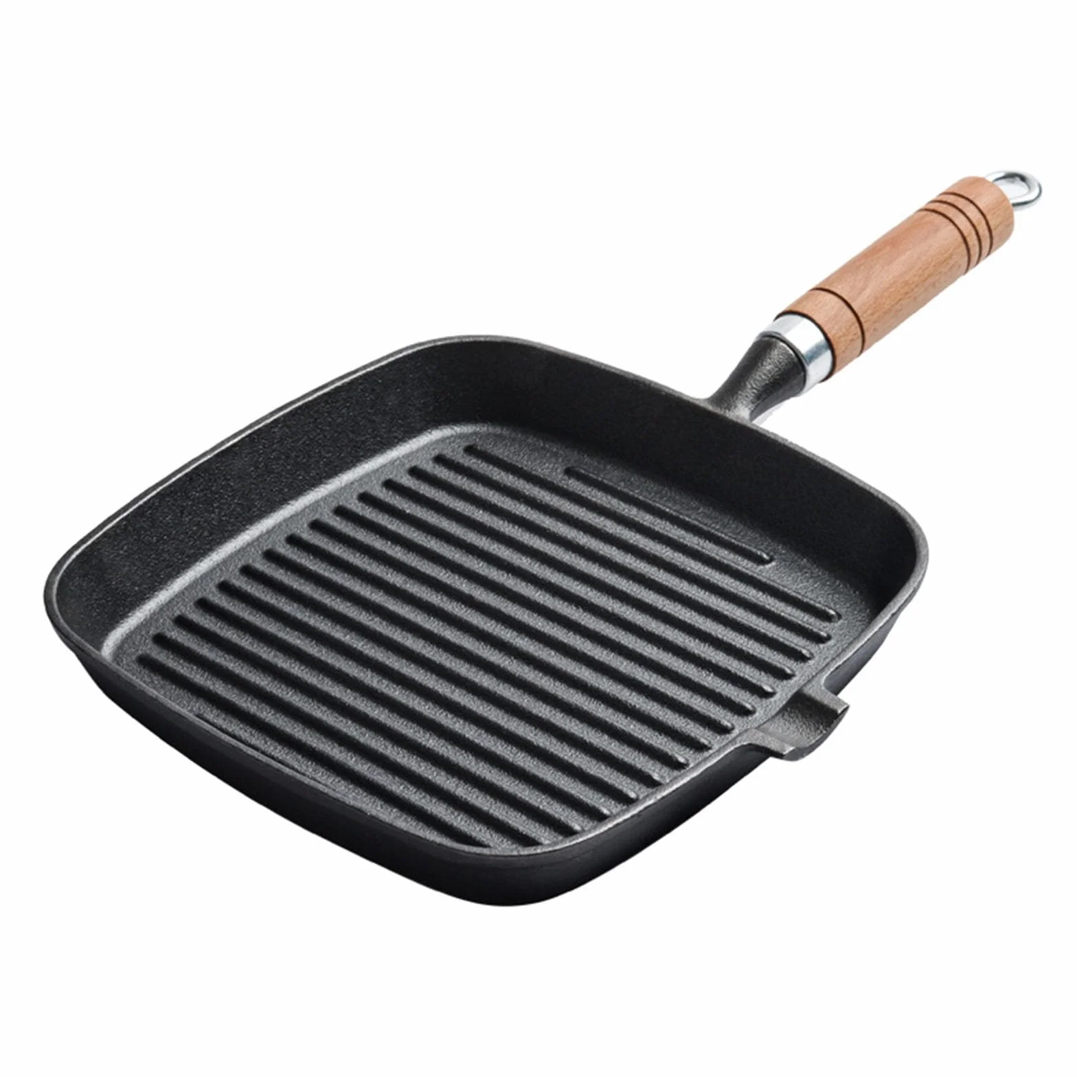 żeliwna Patelnia Grilla, Nieostronna Patelnia Z Drewnianym Uchwytem, stek W Garnku Do Bekonu, Stek I Hamburgery, Naczynia Kuchenne Na Kuchenki(Size:24CM,Color:a)