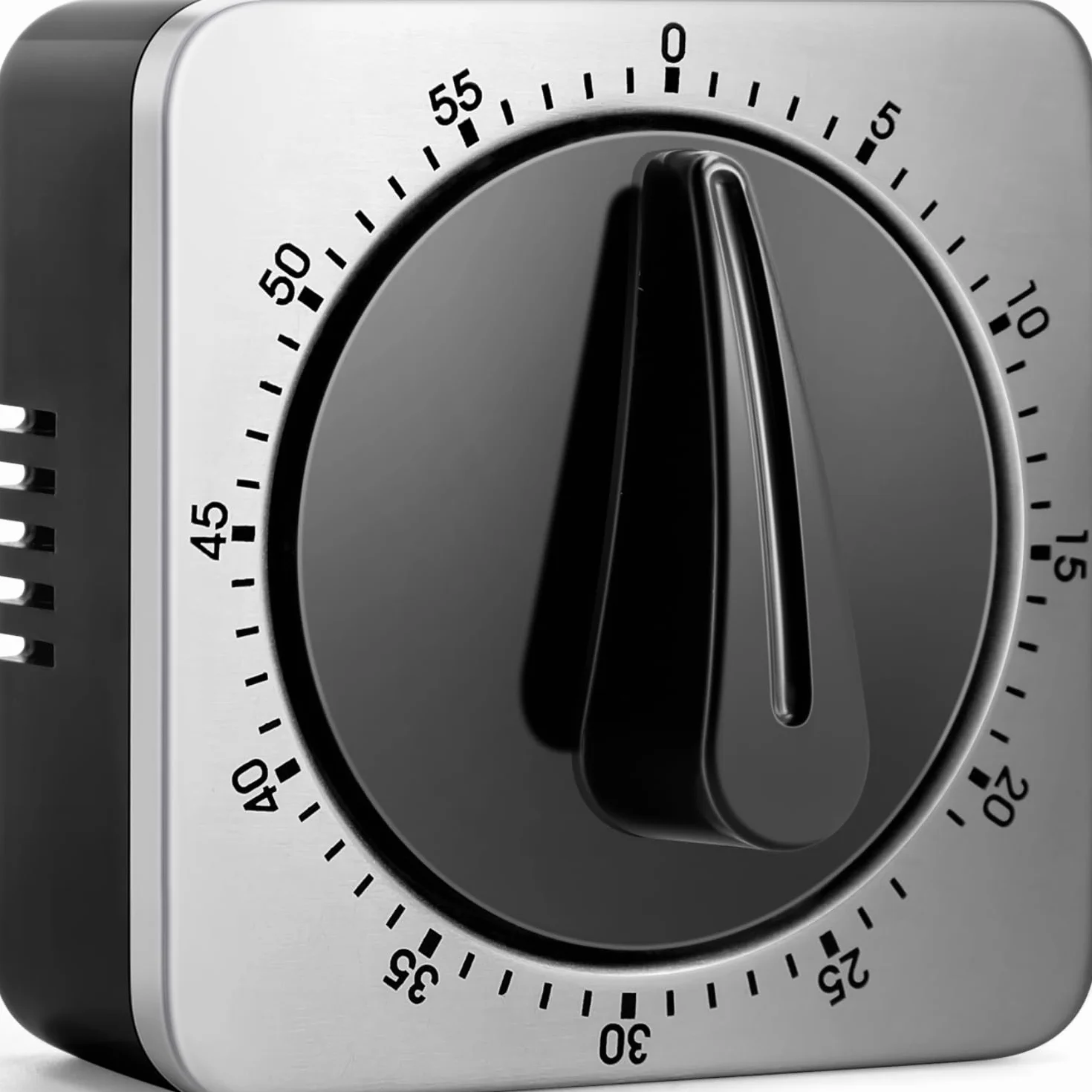 Albayrak Timer kuchenny, zegar szefa kuchni z głośnym alarmem, nie wymaga baterii, 100% mechaniczny - magnetyczny spód, wykwintny korpus ze stali nierdzewnej - przypomnienie o odliczaniu - srebrny, 1