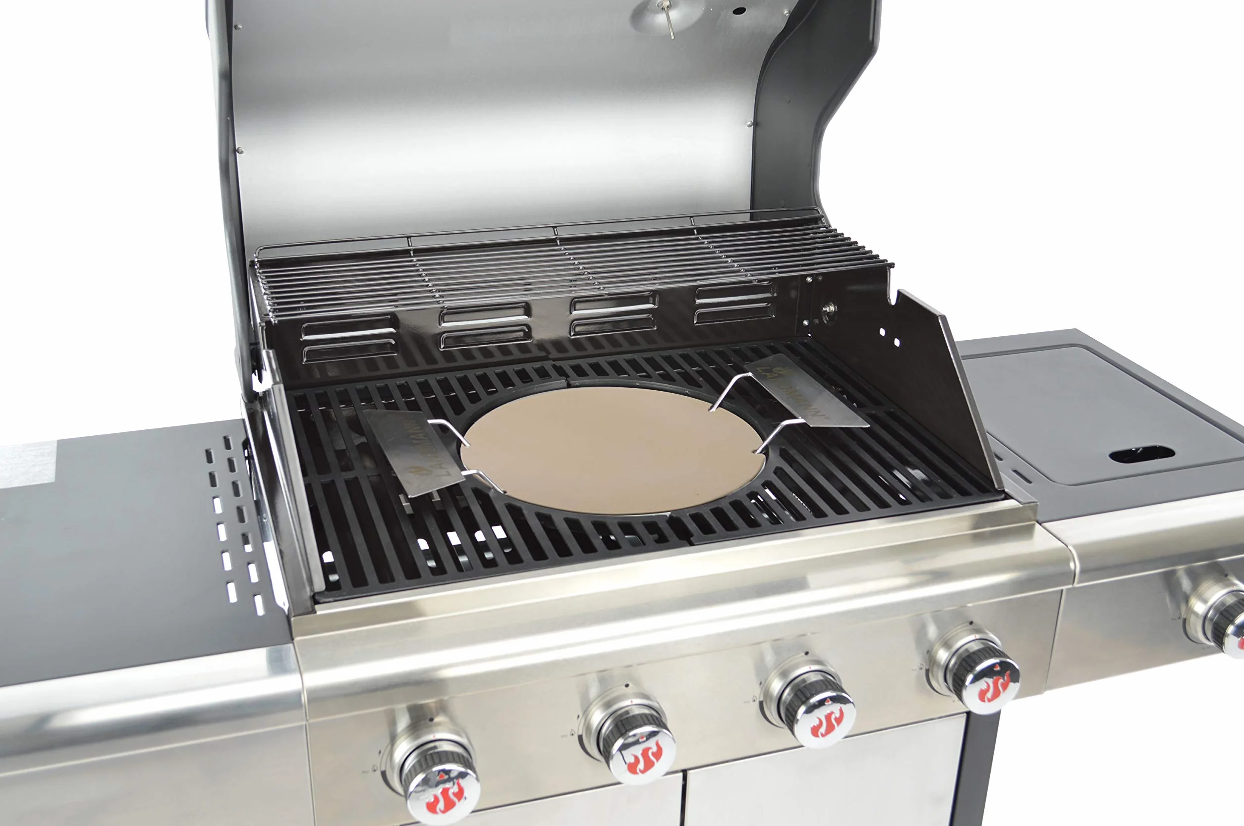 LANDMANN Modulus system rusztu do grilla, nadaje się do Triton 2.1, z modułową wkładką podstawową Ø 30,5 cm, do płyty grillowej, WOK, kamienia do pizzy, szpikulców do grillowania, czarny i prostokątny