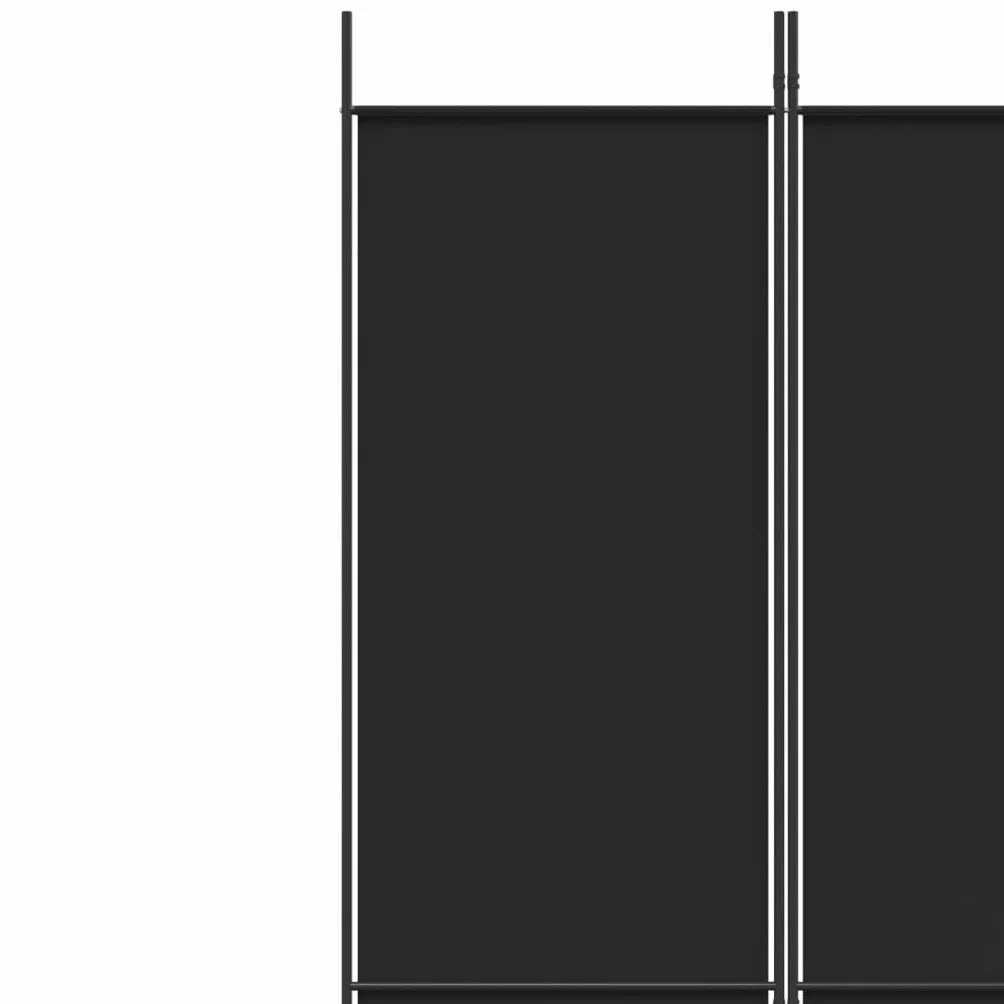 vidaXL Parawan 6-panelowy, czarny, 300x220 cm, tkanina