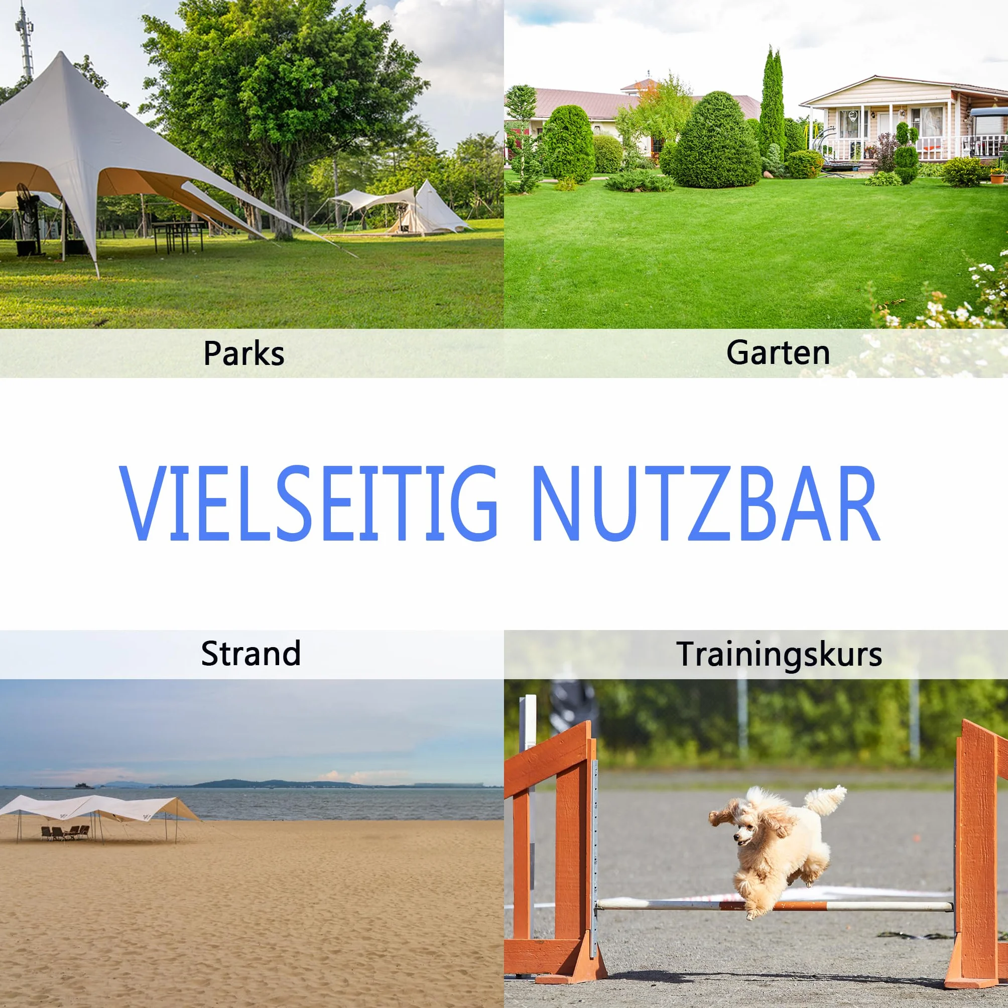 YUENFONG Agility zestaw płotków dla psów, drążki do treningu slalomu, 4 x zestaw płot, z regulacją wysokości, wyposażenie do uprawiania sportów psów, 104 x 70 x 101 cm, niebieski