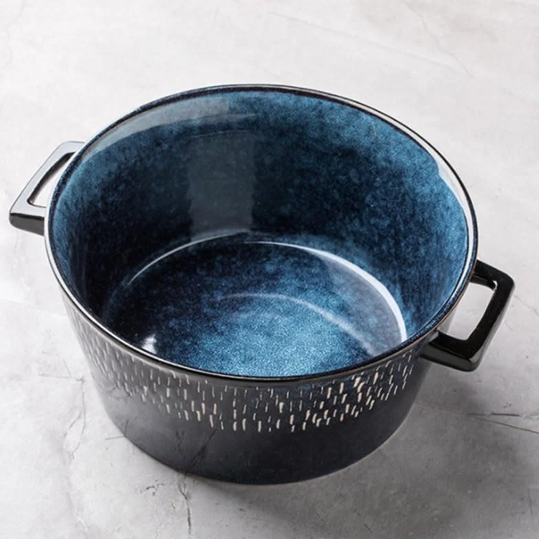 Miska ceramiczna na zupę, ceramiczna miska binauralna, kreatywna zastawa stołowa, odpowiednia do sałatek, płatków śniadaniowych, owoców i makaronu, średnica otworu miski 7,5 cala