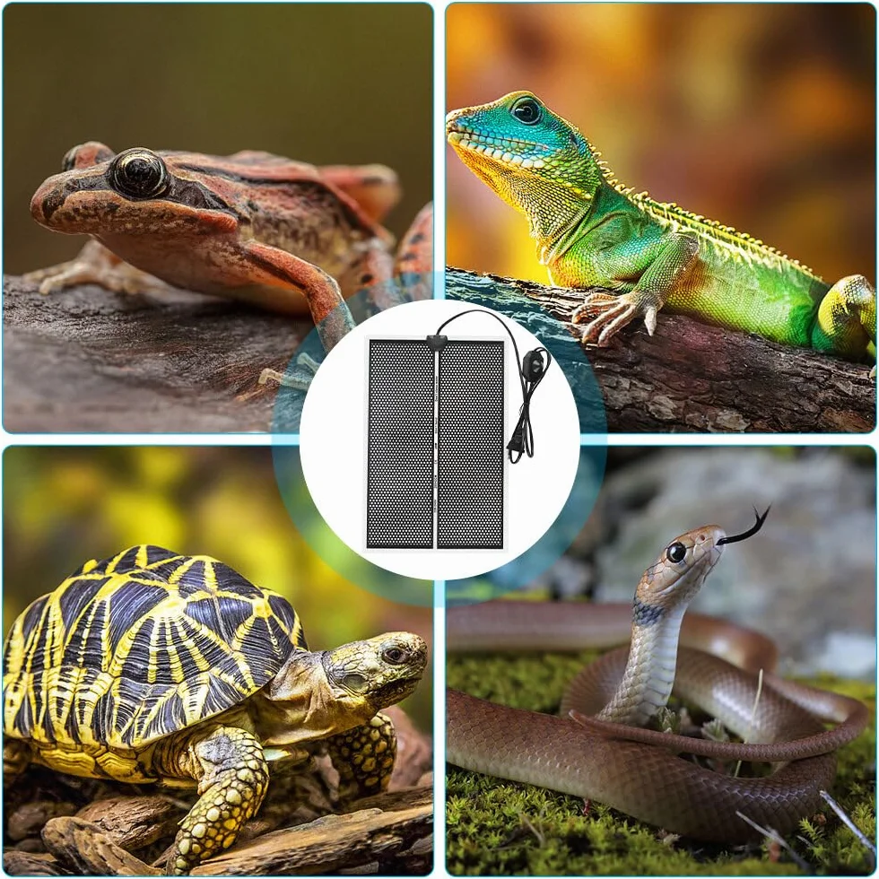Mata grzewcza do terrarium, regulowana mata grzewcza dla gadów, 20 W, z regulacją temperatury, dla gadów, żółwia, węża, jaszczurki, gekonu, pająka (42 x 28 cm)