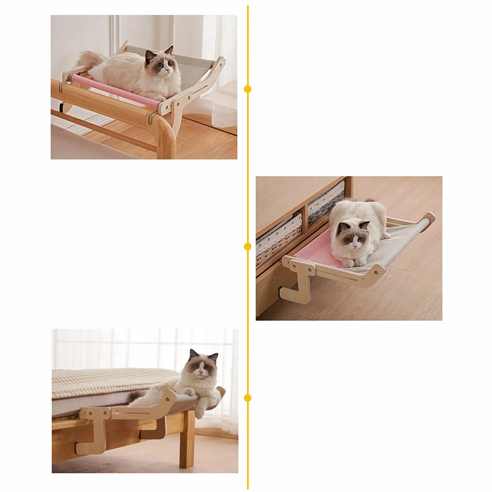Cat Window Perch, Cat Window Hammock for Indoor Cats, Easy to Adjust & Assemble Large Cat Bed Seat for Windowsill, Bedside,Drawer and Cabinet (A)
