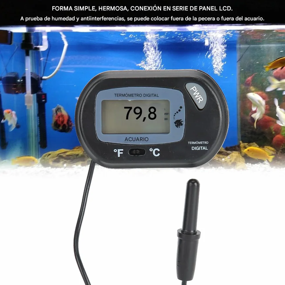 Termometr elektroniczny, YOUTHINK LCD cyfrowy termometr akwariowy sonda elektroniczna ryba zbiornik wody terrarium temperatura z przyssawką termometr akwarium woda morska