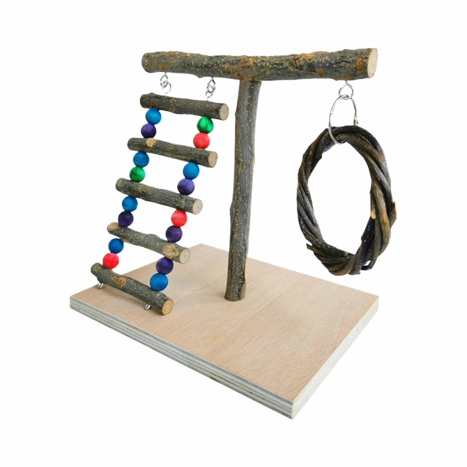 Parrot Playground, Natural Wood Parrot Perch, Bird Play Stand, Tabletop Parrot Perch, Bird Playstand Training Playground, Bird Cage Toys For Cockatiels, Parrot Perch Play Stand, Bird Perch For Parrots