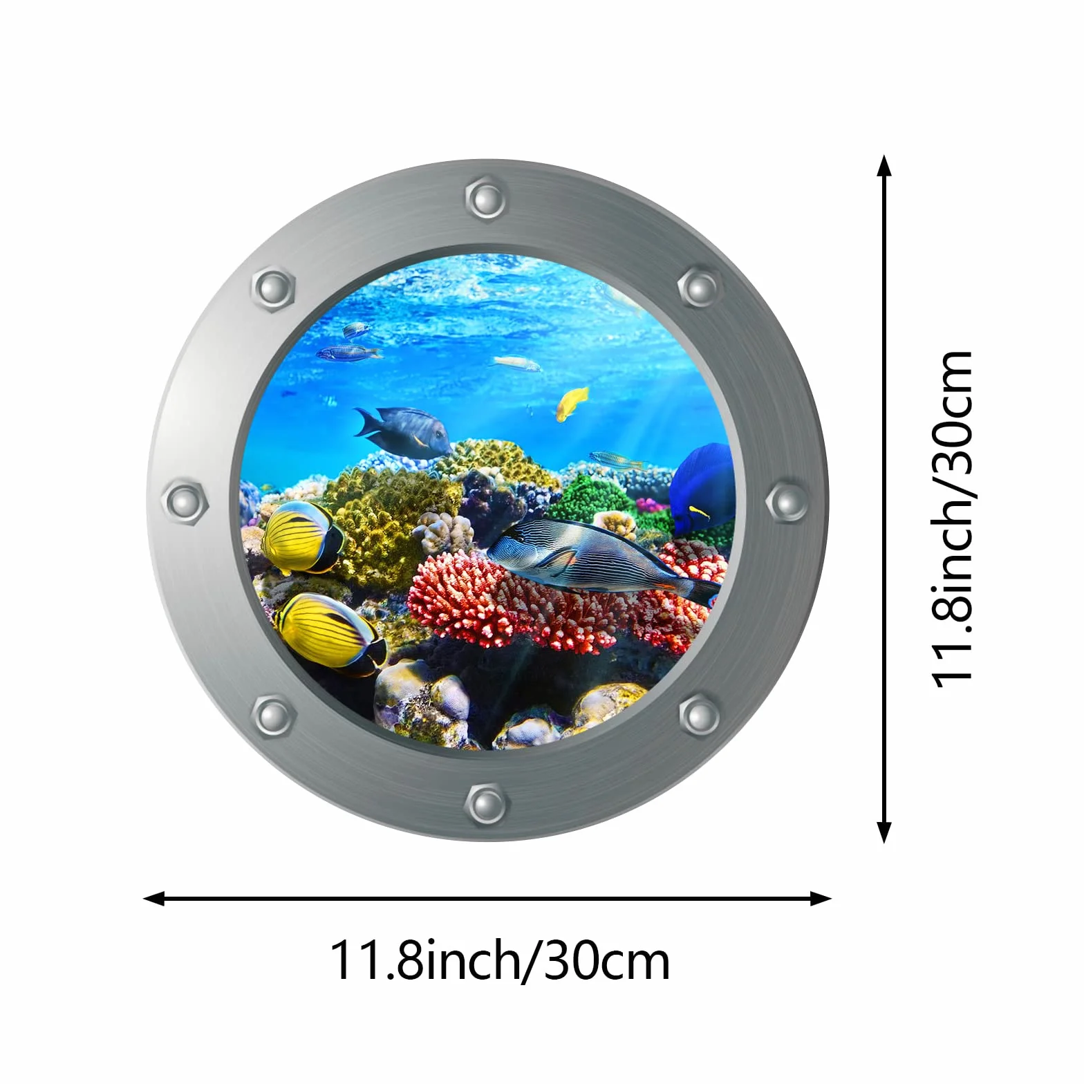 4 sztuki ścienne 3D naklejek podwodny świat, 3D Sea Life, delfin, łódź podwodna, okno, naklejki na płytki, do łazienki, obraz, dekoracja