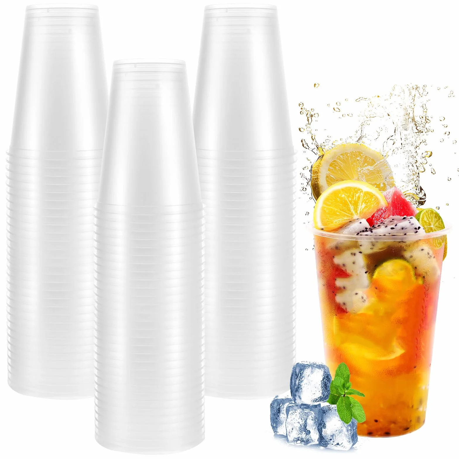 100 sztuk plastikowych kubków, 400 ml, zestaw kubków imprezowych z tworzywa sztucznego, matowe plastikowe kubki na przyjęcia z napojami, urodziny, wesele