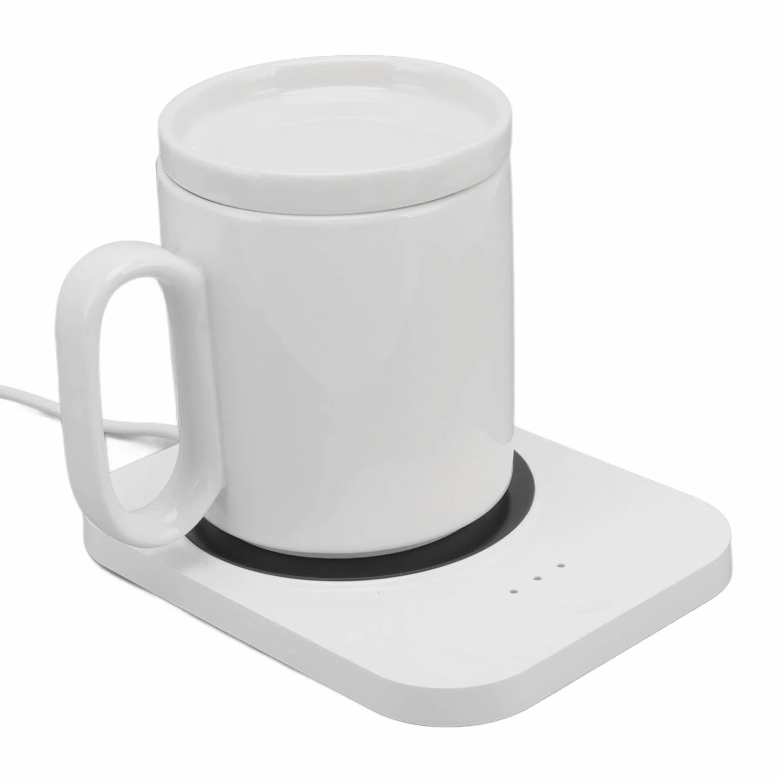 Focket Grzeczszy Kubek, Inteligentny Elektryczny Grzejnik Kubek z 3 Ustawieniami Temperatury świec Kawy Kakao (WHITE)