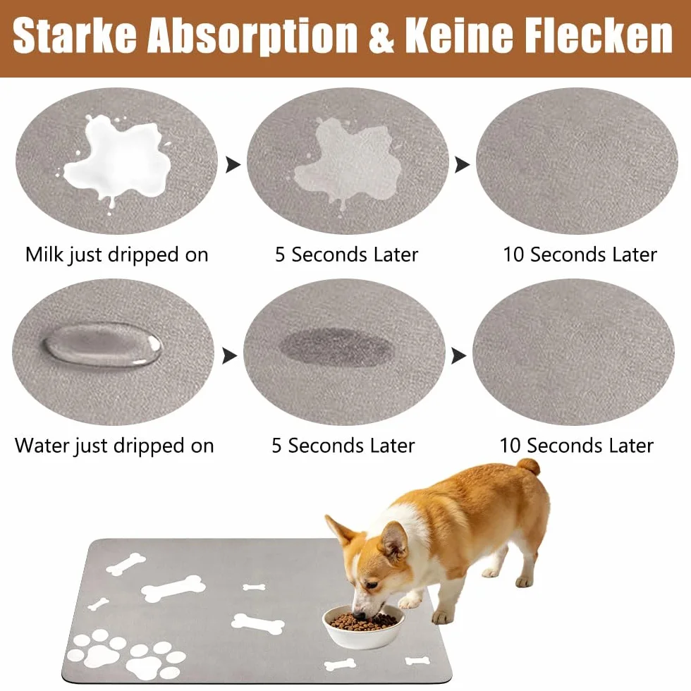 Alfombra Comedero Perro Superabsorbente 40x60 cm Antideslizante Tapete de Comida