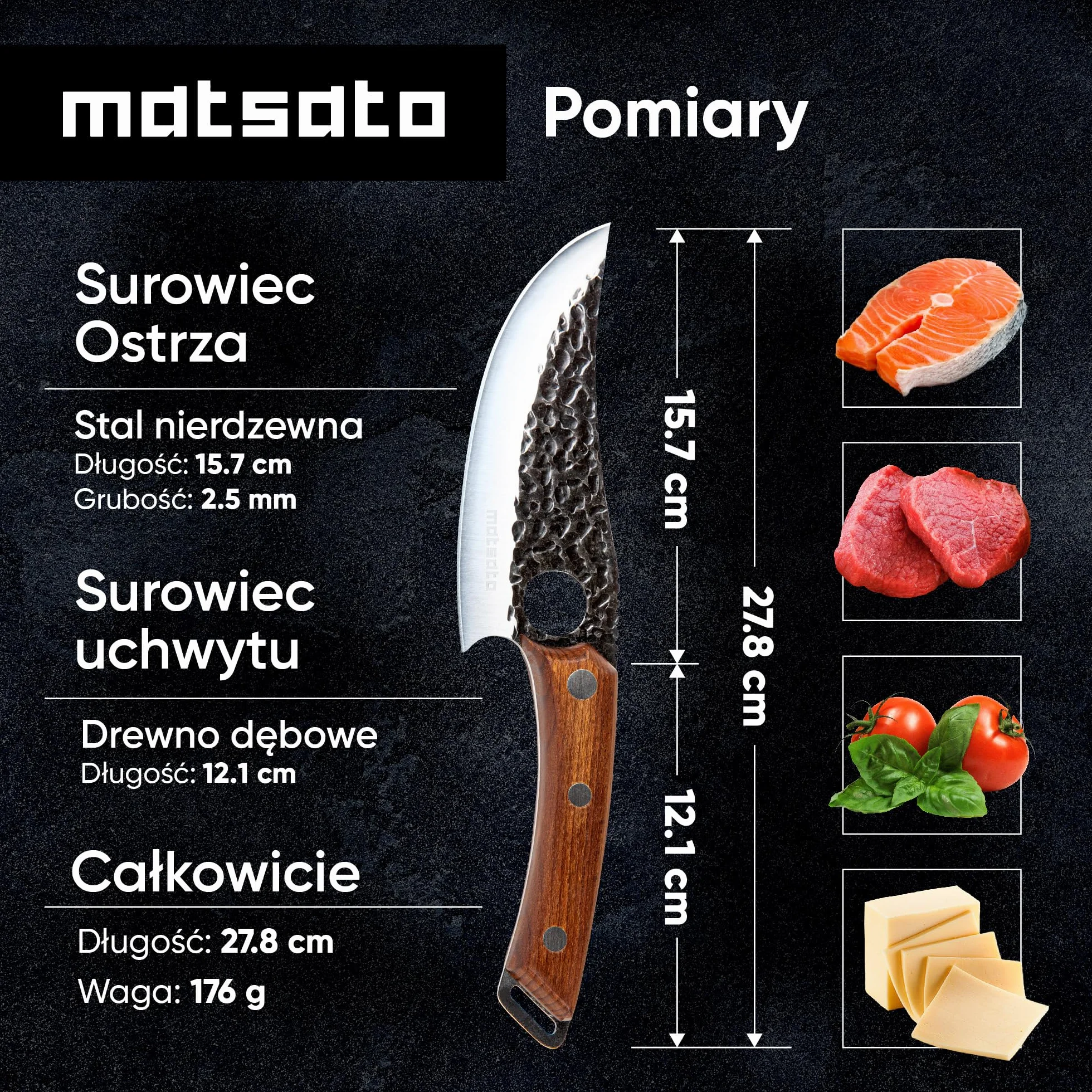 Matsato Nóż | Japońskie noże kuchenne ze stali. Profesjonalny wysokiej klasy nóż szefa kuchni 14,7 cm. Antypoślizgowy, ergonomiczny uchwyt, pudełko upominkowe. Idealne prezenty dla mężczyzn, prezent