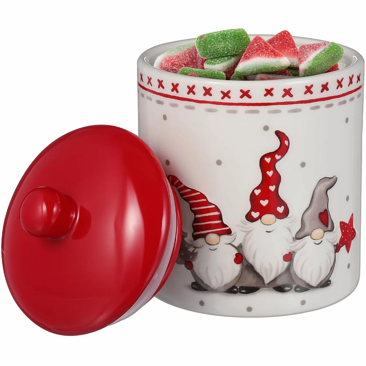 Housoutil Puszka na ciasteczka ceramiczna na Boże Narodzenie, Puszka na ciasteczka na Boże Narodzenie ceramiczna z pokrywką, hermetyczna do przekąsek z płatkami śniadaniowymi i suszonymi owocami