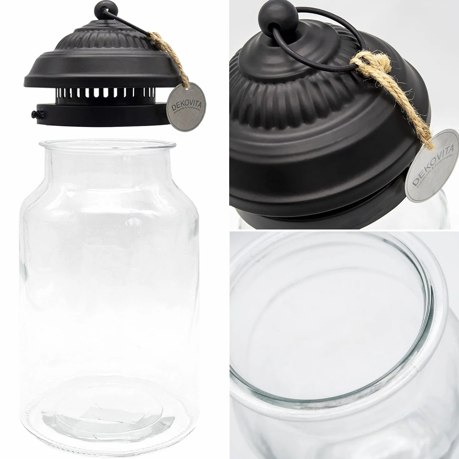 Dekovita Szklanka do terrarium z pokrywką – 5 l szkło dekoracyjne latarnia wazon – 16 x 41 cm słoik do roślin DIY ogród butelkowy