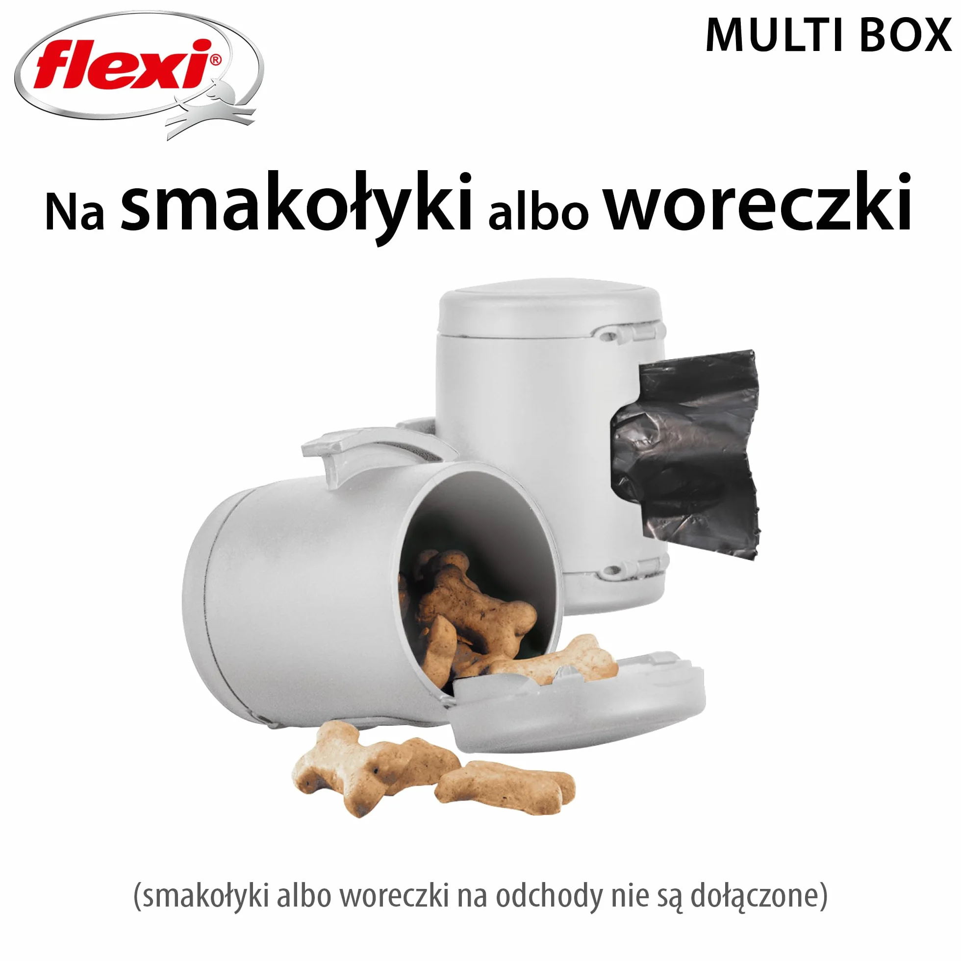 Flexi Pojemnik Mocowany do Smyczy Jasnoszary 7.3 x 5.1 x 5.9 cm