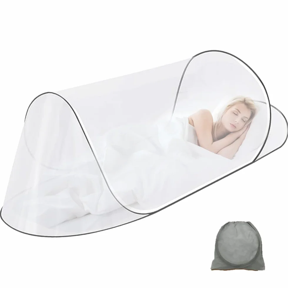 Moskitiera Pop Up, Afenau 200 x 100 x 70 cm, moskitiera podróżna z zamkiem błyskawicznym, składana, moskitiera podróżna, moskitiera do łóżka, ponownego użytku, moskitiera do kempingu, do domu