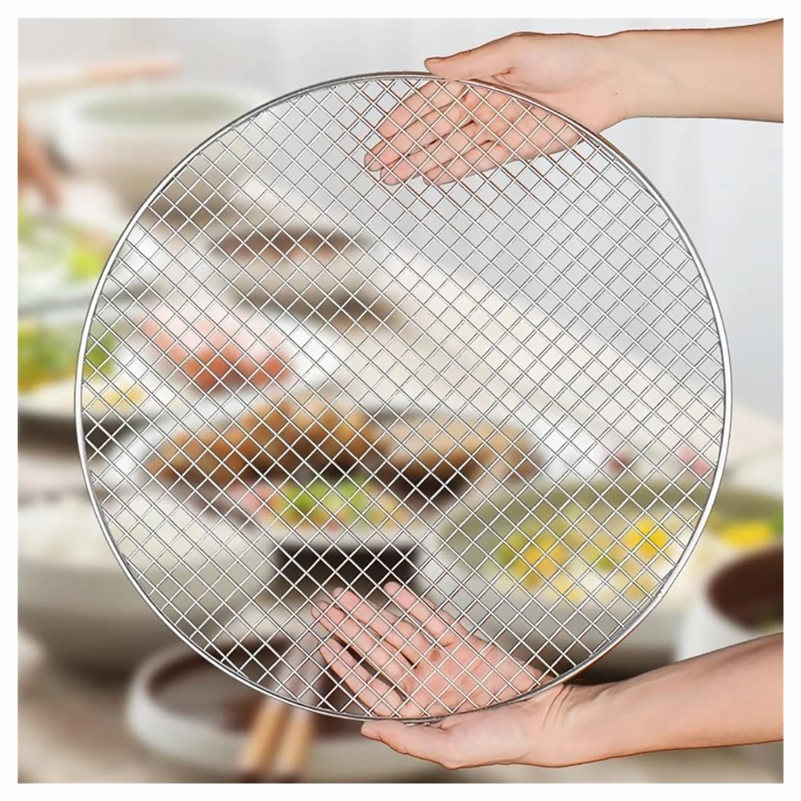 Artykuły do ​​pieczenia, Okrągła siatka do grilla BBQ, stal nierdzewna, uniwersalny okrągły ruszt do grilla, naczynia do gotowania na kempingu, ruszt do ogniska na zewnątrz, żeberka,(18cm)