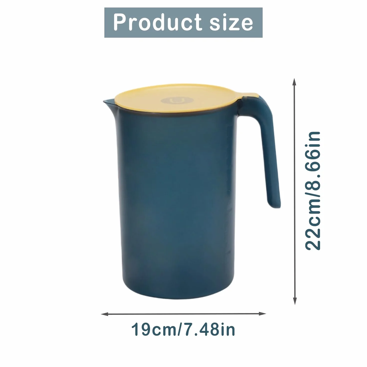 Dzbanek na wodę z tworzywa sztucznego 2,5 l, dzbanek na mrożoną herbatę, mleko, zimne lub gorące napoje (ciemnoniebieski)