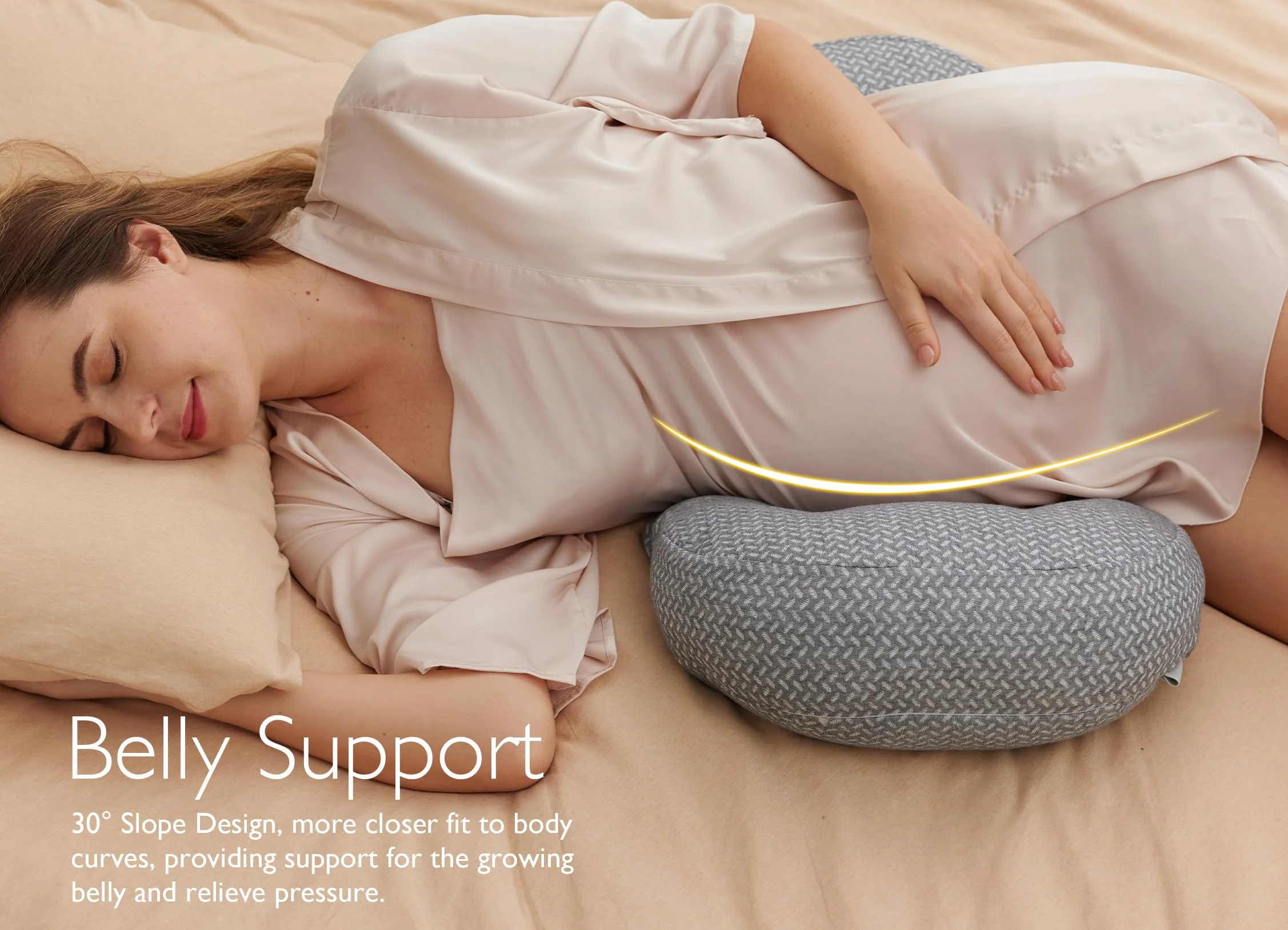 momcozy Poduszka ciążowa w kształcie litery W | Ergonomiczna poduszka do spania na boku dla kobiet w ciąży | regulowana poduszka podróżna z podparciem brzucha, pleców i bioder
