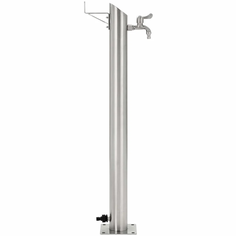 vidaXL Kran ogrodowy na słupku, stal nierdzewna, okrągły, 95 cm