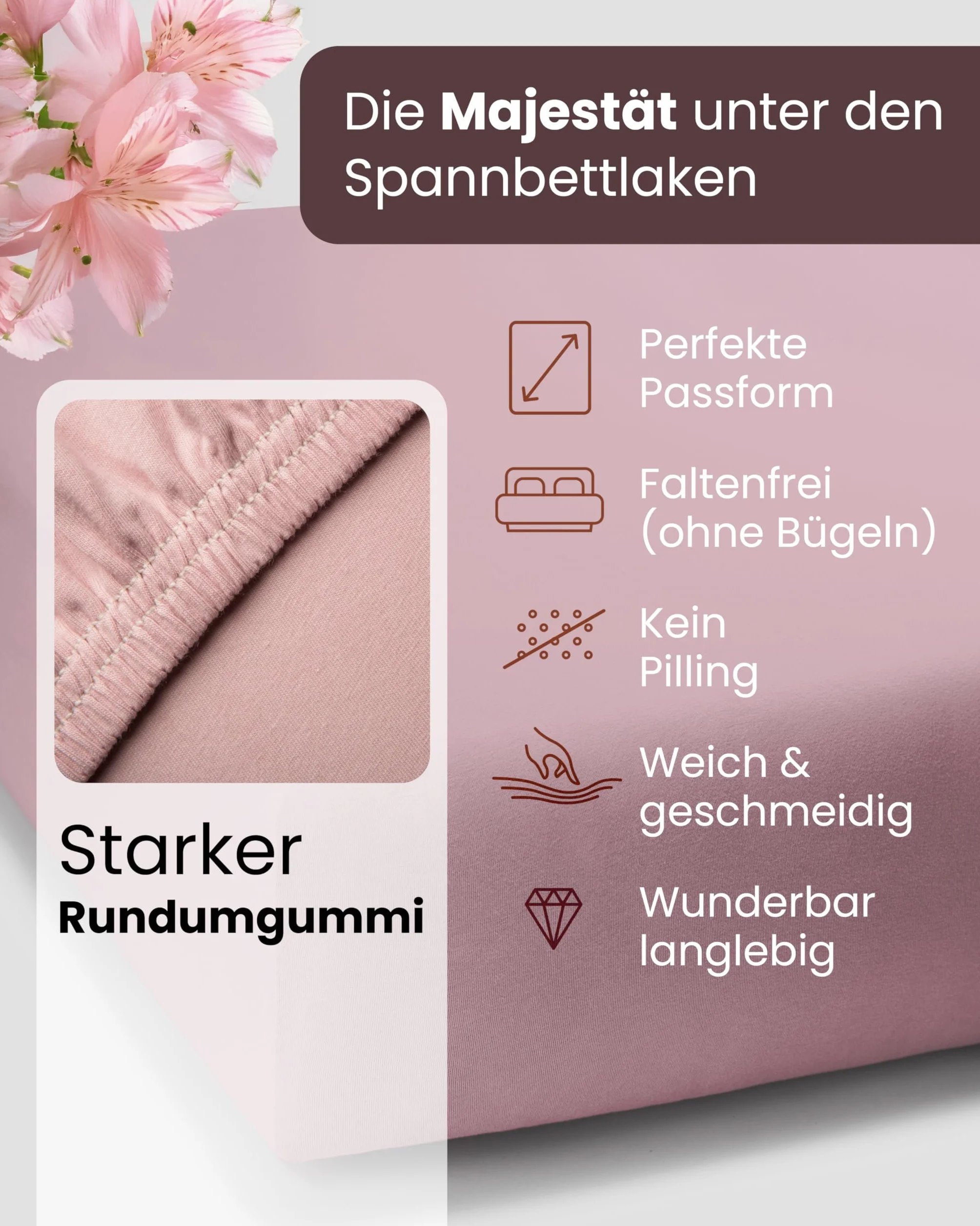 Formesse – Bella Donna Jersey. Szlachetne prześcieradło z gumką z dżerseju 90 x 190-100 x 220 cm - wysokość do 30 cm - 97% przędza bawełniana, 3% elastan, aloes i olej arganowy prześcieradło z gumką z