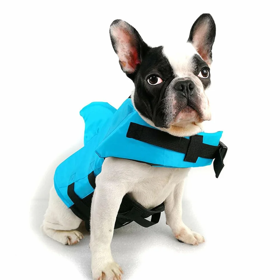 Voarge Kurtka ratunkowa dla psa, regulowana kamizelka ratunkowa Ripstop, Niebieska, M