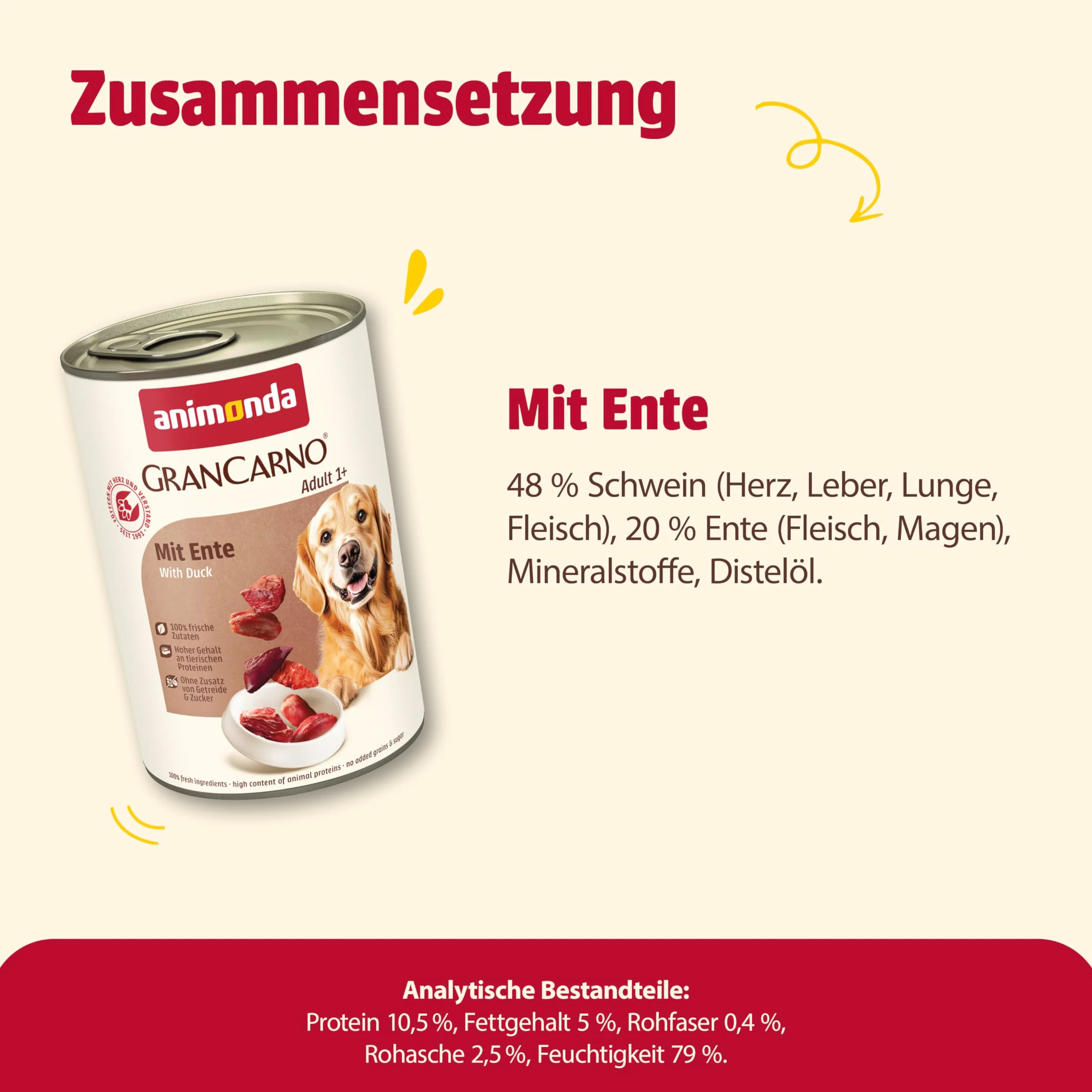 ANIMONDA PETFOOD Grancarno Kaczka Mokra karma dla psów, 6 x 400 g