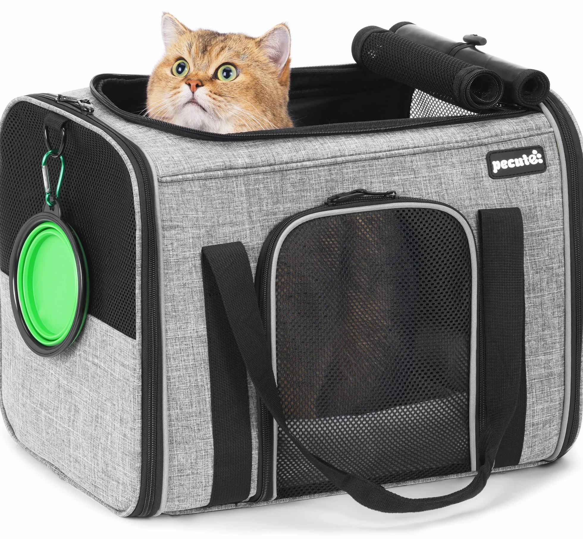 pecute® Duża torba do przenoszenia zwierząt domowych, przenośna torba podróżna dla psa, oddychająca tkanina siatkowa, odpowiednia zarówno na długie, jak i krótkie wycieczki, używana dla kotów i