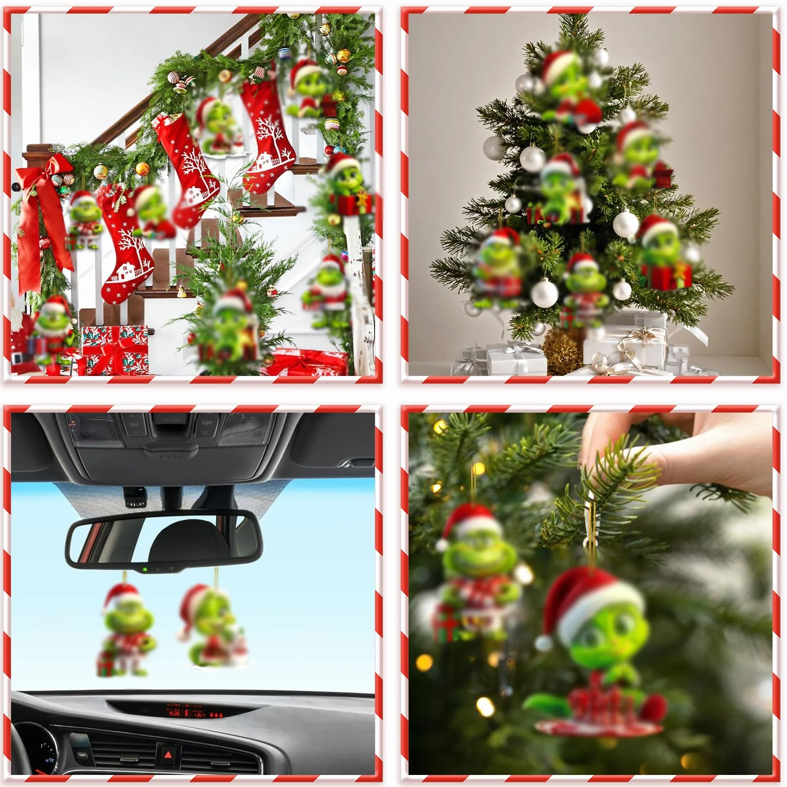 Grinch Dekoracja bożonarodzeniowa, 10 sztuk akrylowych zawieszek bożonarodzeniowych, Grinch zestaw ozdób choinkowych, wesoła ozdoba bożonarodzeniowa na choinkę, urlop, imprezę