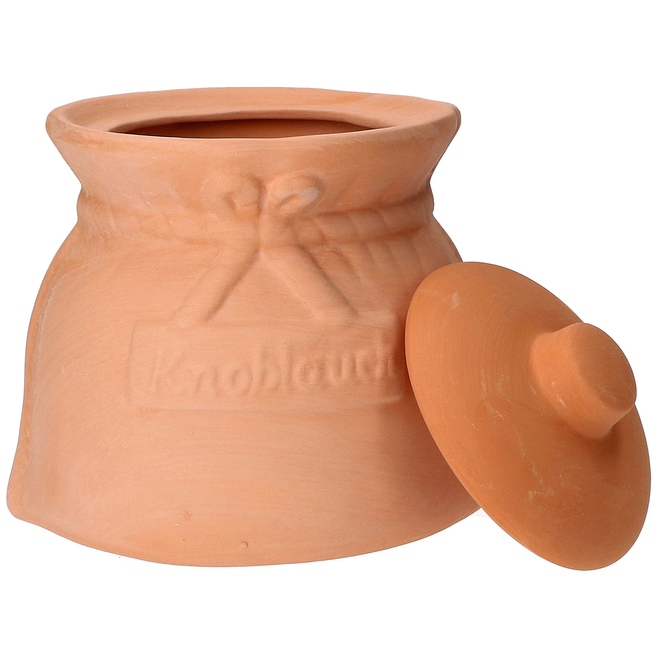 MamboCat Garnek do czosnku, terakota, garnek z pokrywką, zabawny pojemnik na czosnek, warzywa, gliniany pojemnik w kartonie prezentowym, gliniane naczynie kuchenne, gliniane naczynie na żywność, 15 x
