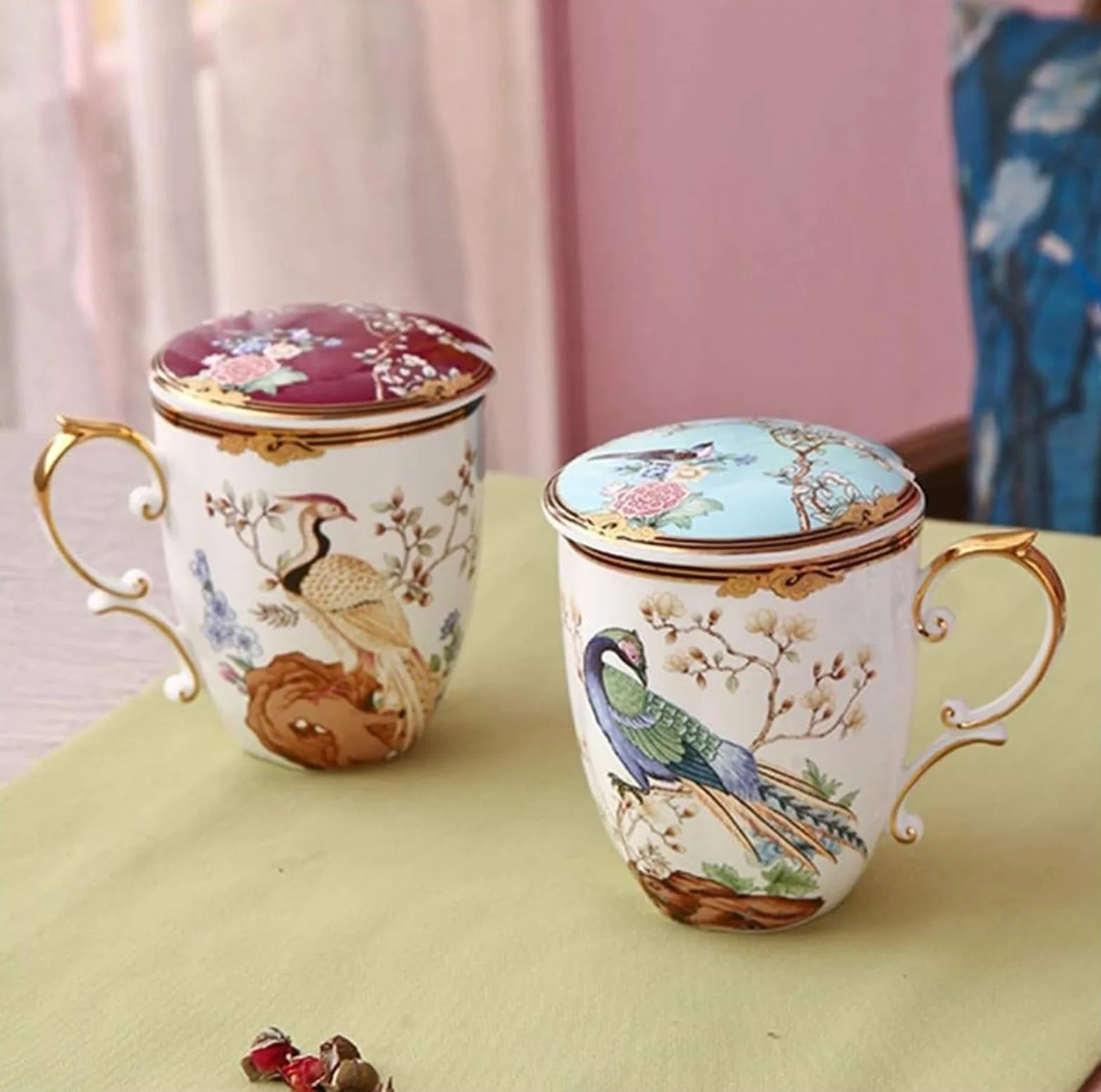 Kreatywny kubek do kawy, porcelanowy kubek, ceramiczny, duża pojemność, pokrywa, narodowy, lekki, luksusowy, rodzinny kubek do kawy, kubek do herbaty
