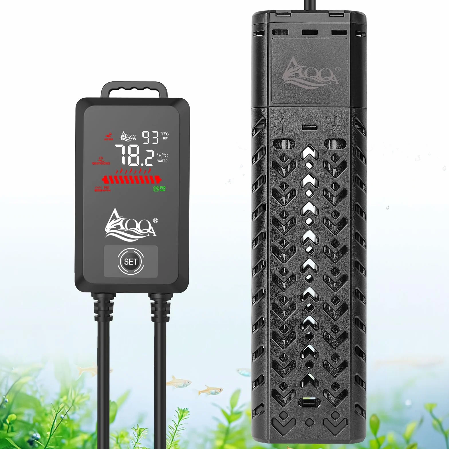 AQQA Ogrzewanie akwarium, 1000W Regulowana grzałka do akwarium, grzejnik do akwarium, ogrzewanie akwarium z zewnętrznym cyfrowym wyświetlaczem LED, kontroler dla zbiorników 500-1000 l