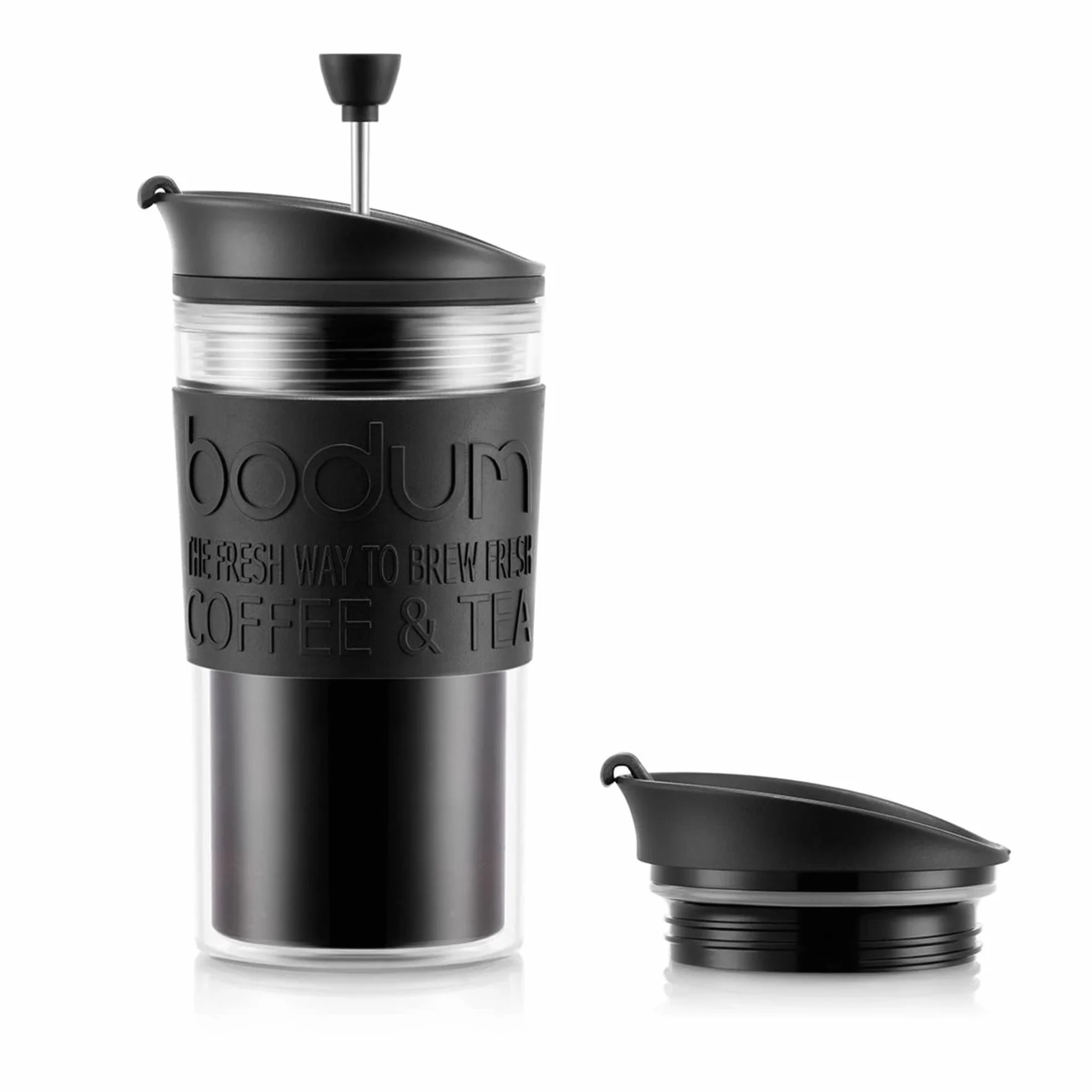 BODUM K11102-01 zestaw pras podróżnych do kawy z dodatkową pokrywką, 0,35 l / 12 uncji - czarny