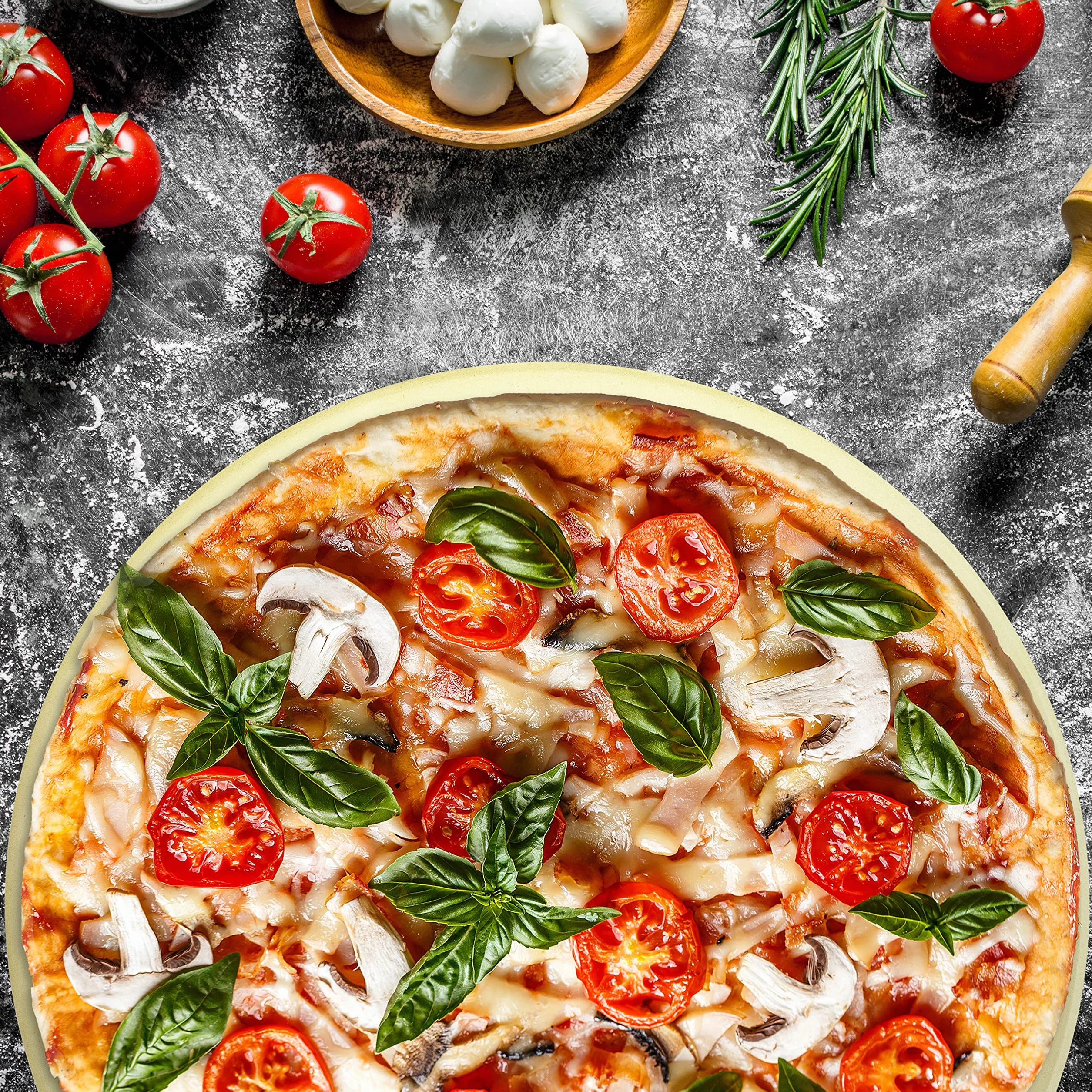 FENNEK Kamień do pizzy XL | Ø 320 mm | grubość 20 mm | do pieca, pieca kamiennego, grilla węglowego, grilla gazowego itp. | z żaroodpornego kordierytu | do pizzy, ciasta opalanego, chleba,