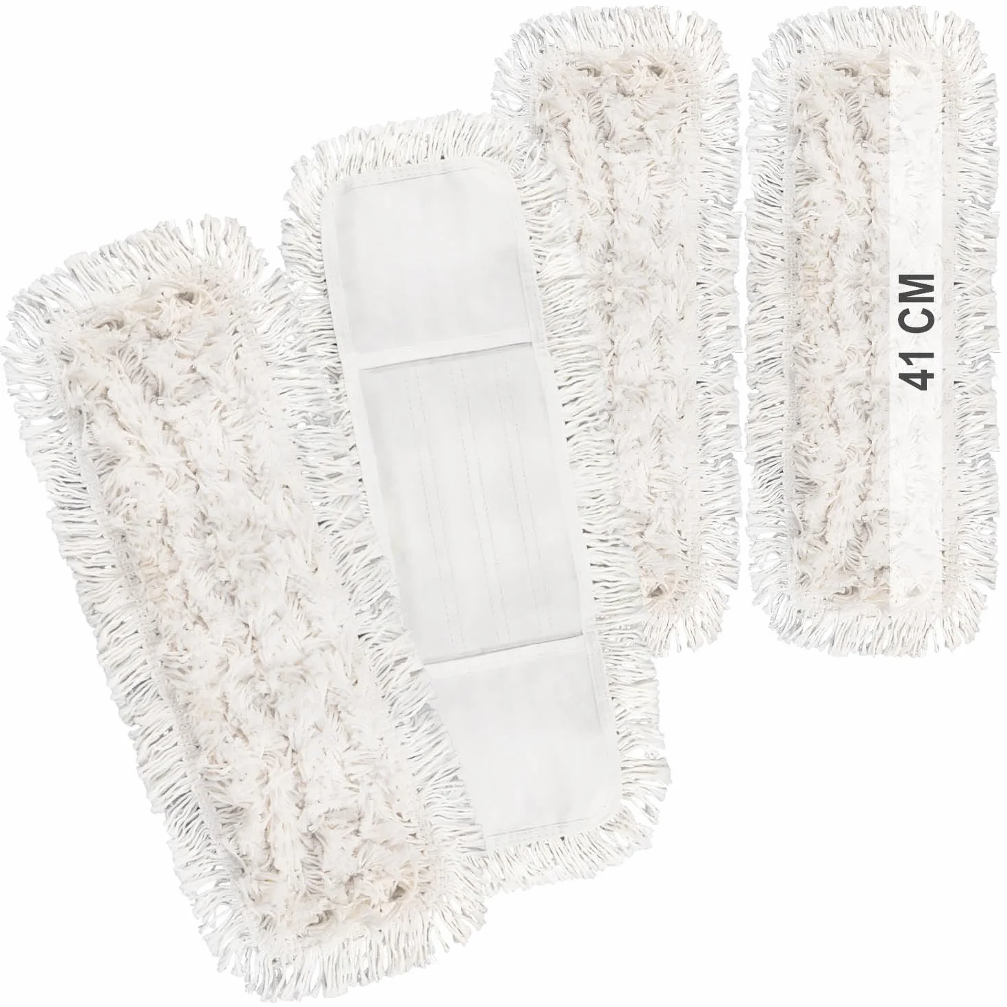 COM-FOUR® 4x Premium Wiping Cloth - Wymienna sciereczka z mikrofibry do mopa podlogowego - do mopa o szerokosci wewnetrznej 41 cm - mozna prac w temperaturze do 60°C (4 sztuki - bialy - 41cm)