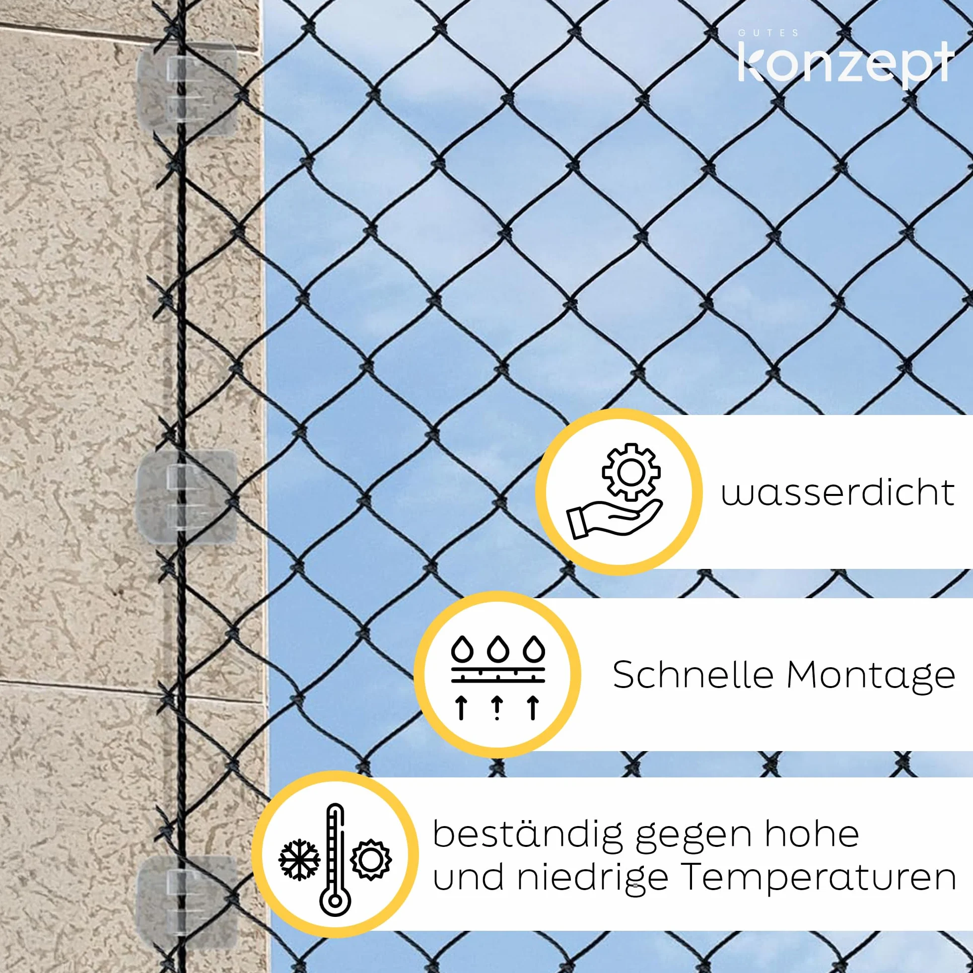 KONZEPT 100 sztuk haczyków samoprzylepnych i kleju montażowego 60 ml – do mocowania siatki dla kota na balkonie bez wiercenia, przezroczyste haczyki, odporne na warunki atmosferyczne i nadają się do