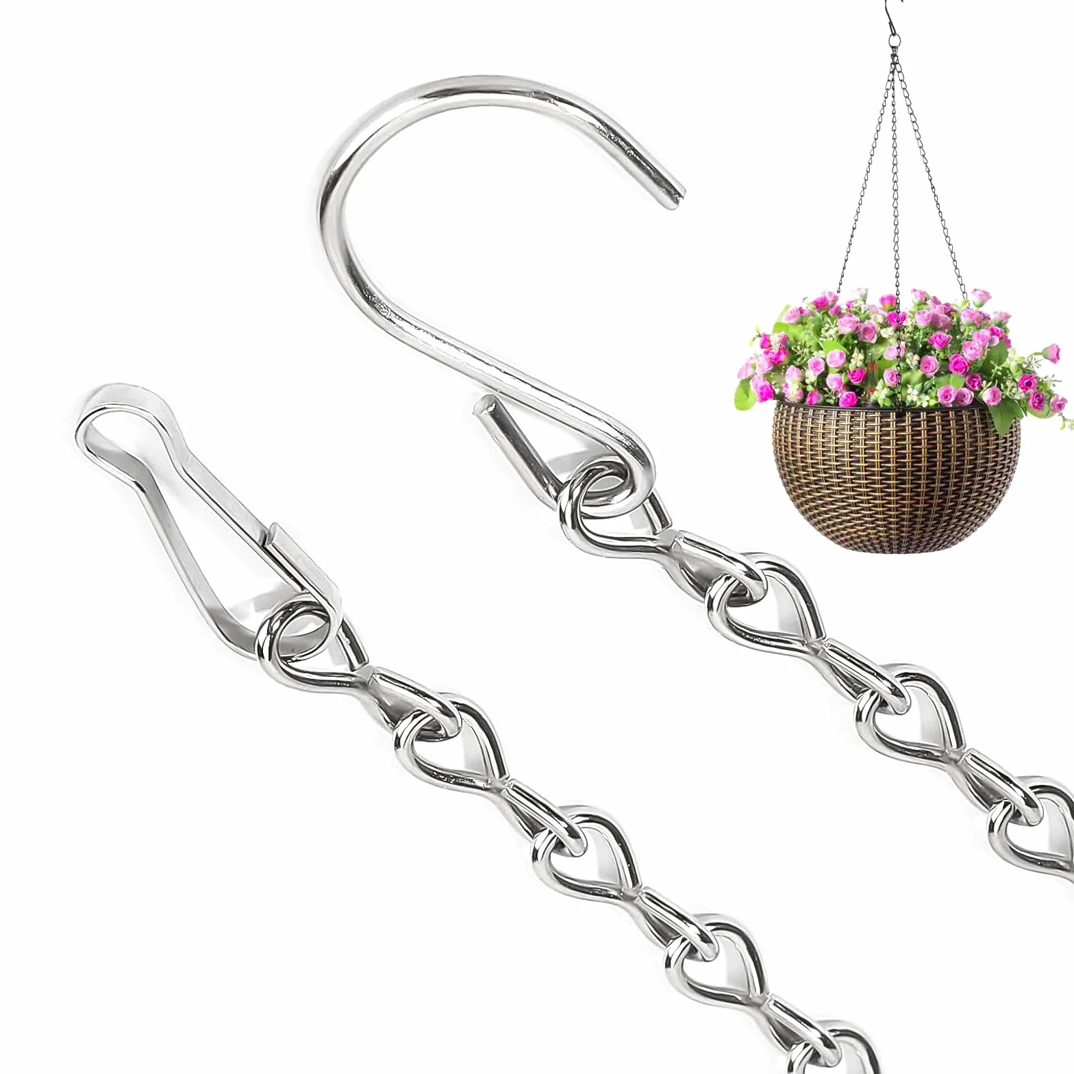 ACONDE 6 sztuk łańcuchów do kwietników, 50 cm metalowy łańcuch do zawieszenia, wiszący łańcuch do roślin, do zawieszenia doniczki, wiszącej rośliny, doniczki, ptaków, latarni, tablicy reklamowej, do