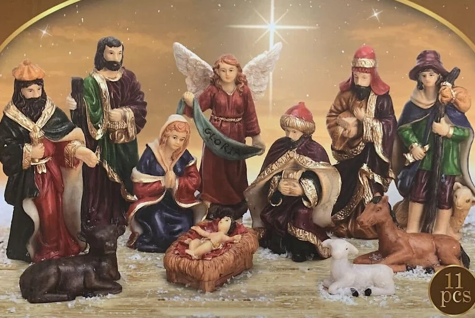 zeitzone Przepiękne figurki do szopki bożonarodzeniowej, zestaw ręcznie malowany Szopka na Boże Narodzenie, 11-części