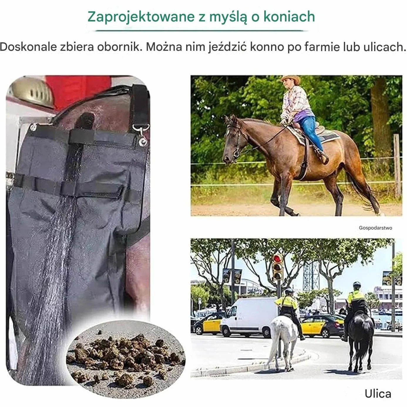 Worek Koński Obornik Do Zbierania Odchodów Ergonomiczny Uchwyt Wodoodporny Wytrzymałe Worki
