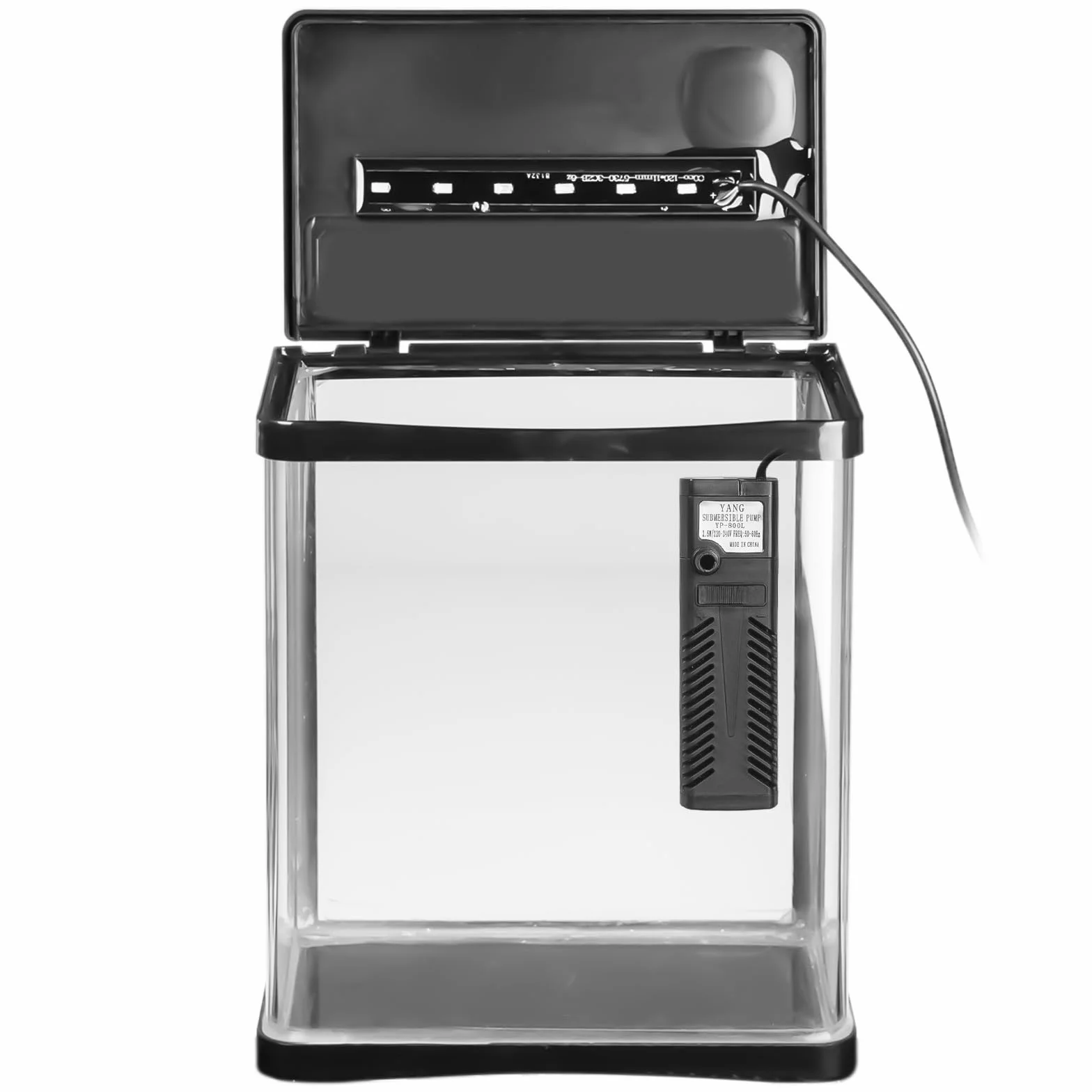 Arona - elegancki zestaw do akwarium 3 l w kolorze czarnym – kompletny zestaw z filtrem, oświetleniem LED i osłoną – idealny dla początkujących, do biura i mieszkania