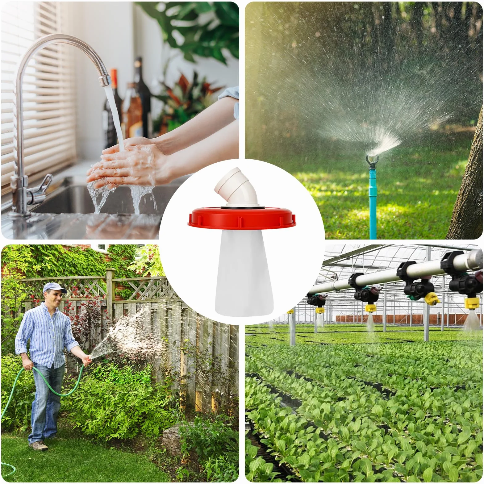 IBC filtr pokrywki 45°, pokrywa IBC, pokrywa zbiornika 245 mm, filtr wody deszczowej, nylonowy, zmywalny, z pokrywką, łukiem, akcesoria do zbiornika na wodę