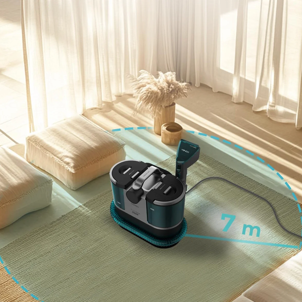 Cecotec Odkurzacz tapicerski z kablem - Conga 7000 Carpet&Spot Clean Steam XXL.1700 W. Czyszczenie 3 w 1. Zbiornik 1600 ml czysta woda i 950 ml brudna woda. Zasięg 7 m