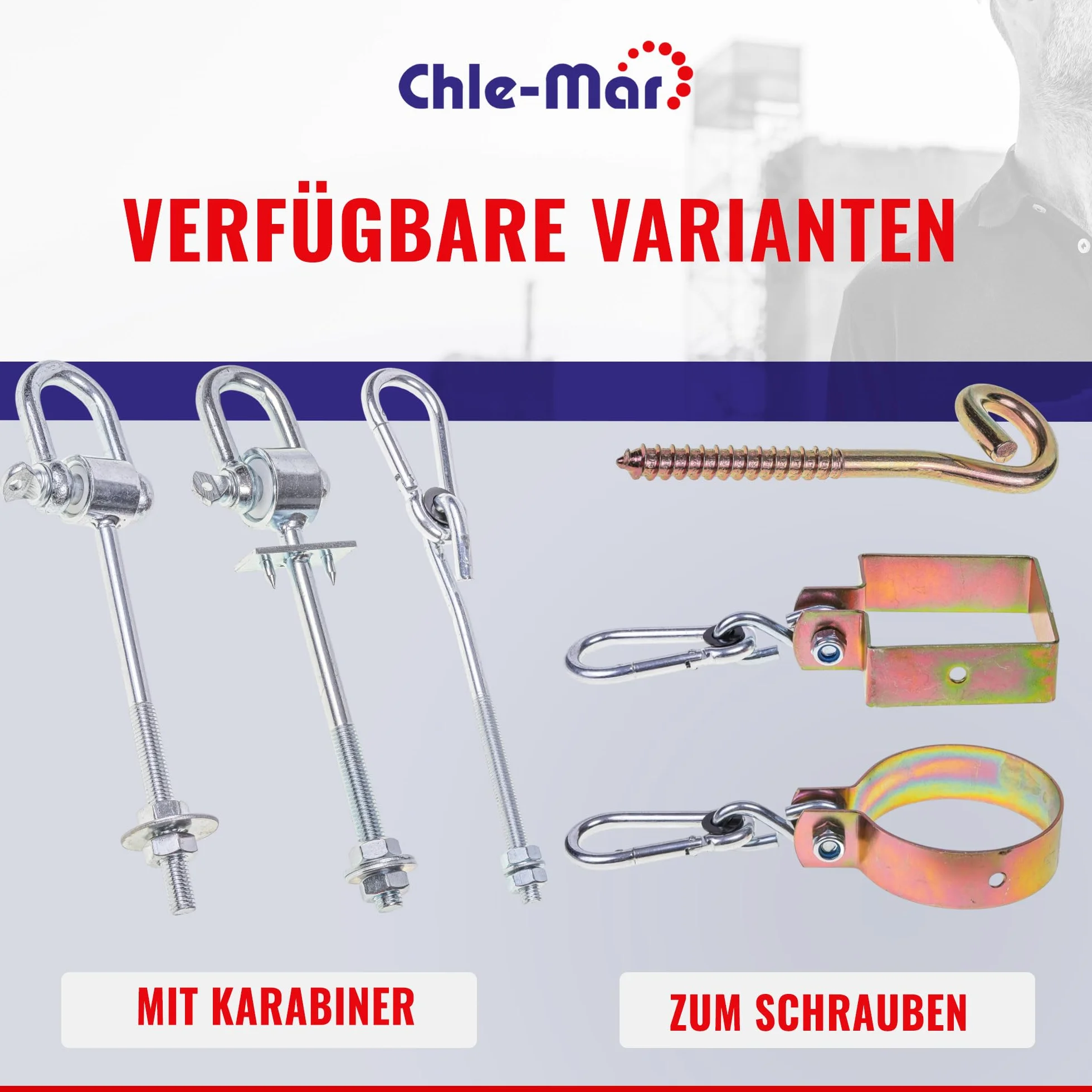 Chle-Mar – 2 x hak do huśtawki z szeklą Ø 10 mm i bolcami | zawieszenie huśtawki i mocowanie huśtawki | łącznik huśtawki do drewnianych belek | mocowanie huśtawki i haki do huśtawek dziecięcych