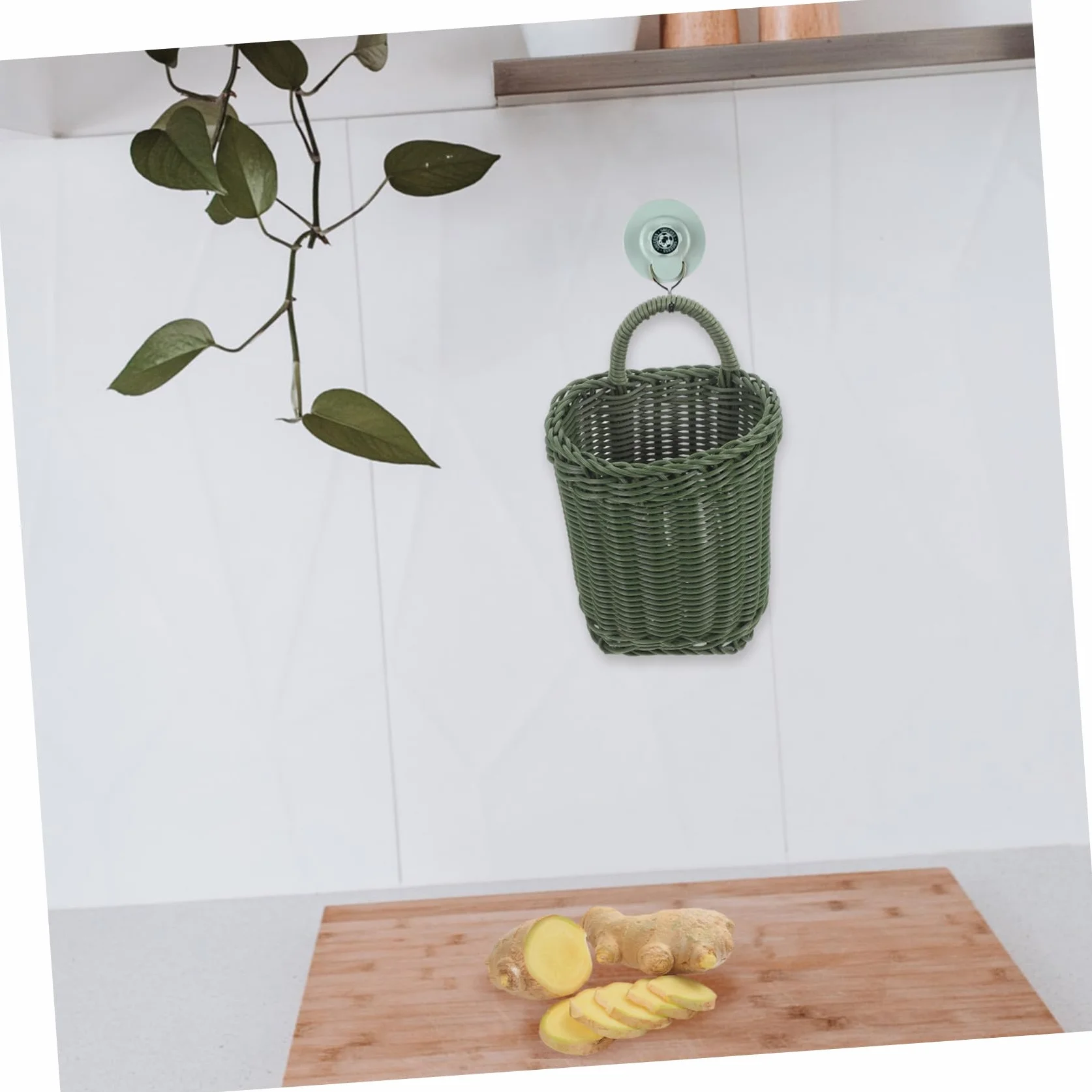 Koszyk Rattanowy Ścianę Do Przechowywania Cebuli i Czosnku Stylowy Woven Hanging Basket Do Organizacji Kuchni i Dekoracji Wnętrz