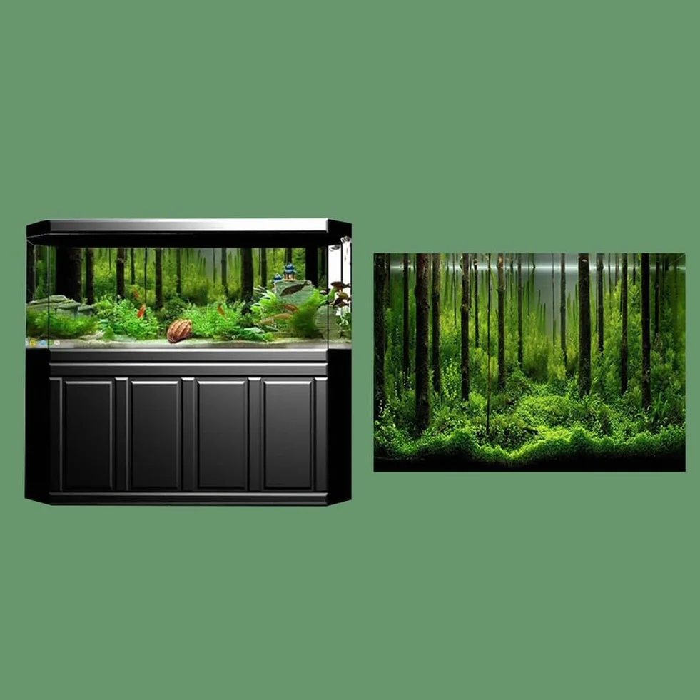Dekoracyjny plakat akwarium tło las PCW 61 x 30 cm