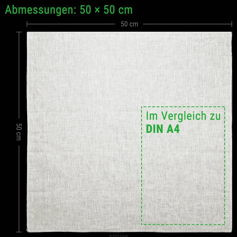 ecooe Ściereczka do przejeżdżania, 100% len, 50 x 50 cm, odporna na rozerwanie, do mleka orzechowego, produkcji sera, soków i zup, można prać w pralce (2 sztuki)