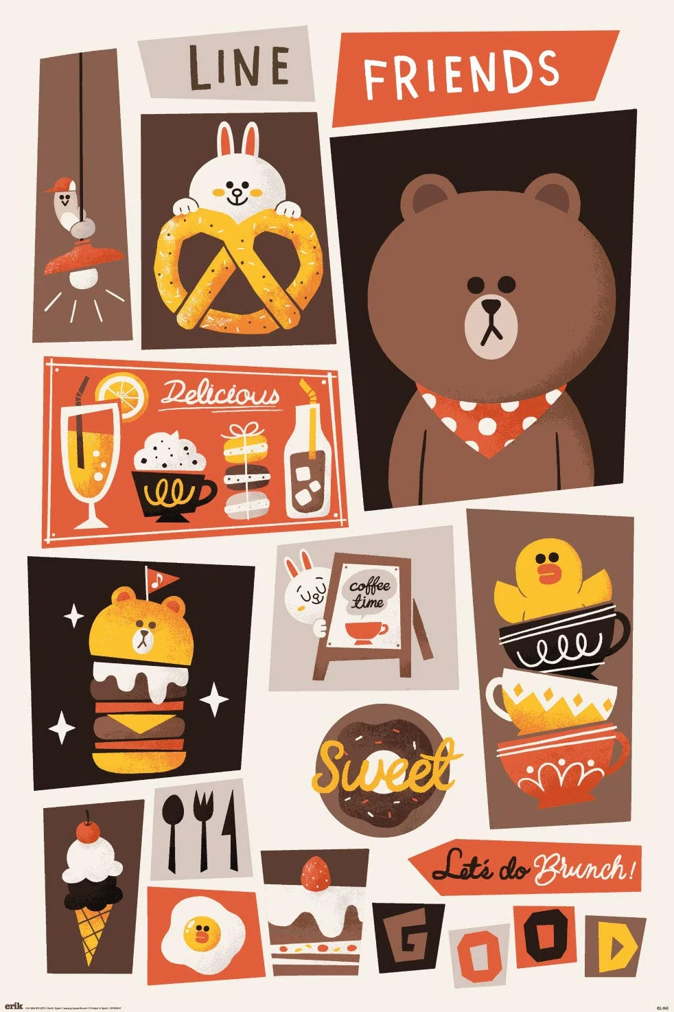 Grupo Erik GPE5347 Line Friends Let's do Brunch plakat, papier, 61 x 91