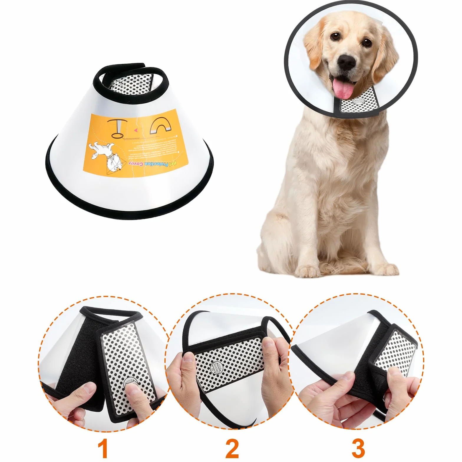 VOSSOT Pet Cone Recovery, obroża dla kotów, ochrona przed przeciekaniem, lekki kołnierz ochronny z tworzywa sztucznego, higieniczny kołnierz dla zwierząt domowych po operacji, miękki dla kotów i