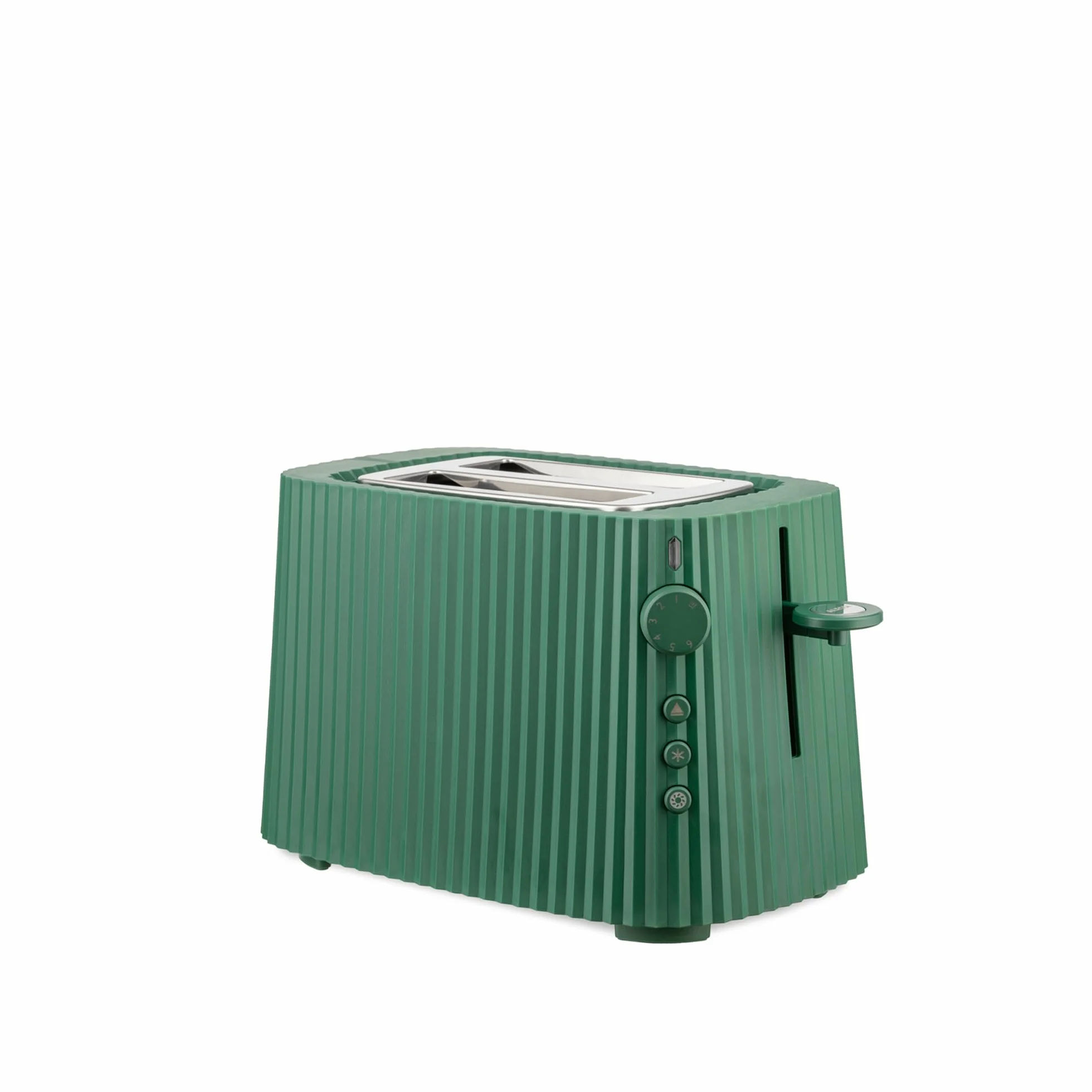 Alessi Plissé MDL08 GR - designerski toster, sześć stopni pozłacania, z żywicy termoplastycznej, wtyczka europejska 850 W, zielony