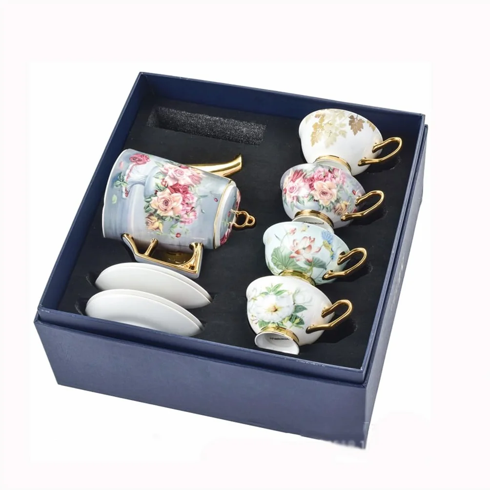 Klasyczny różany kubek do kawy kości porcelanowy czajniczek zestaw filiżanek popołudniowa herbata zestaw