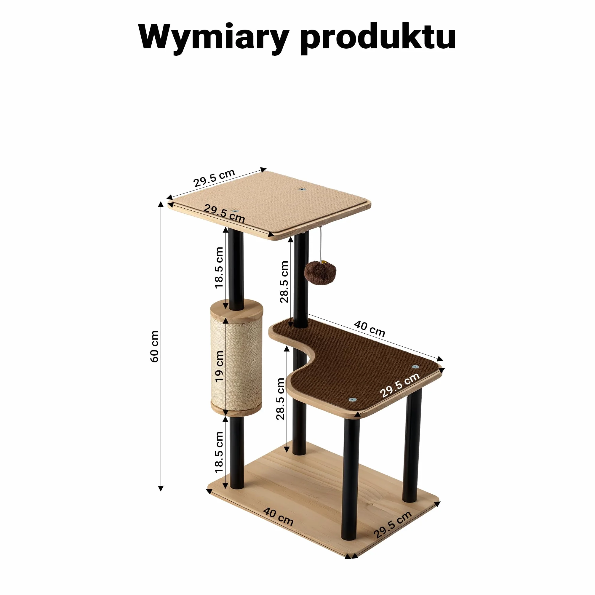 Drapak dla kota metalowy 40 x 30 x 62 cm z sizalem legowisko domek